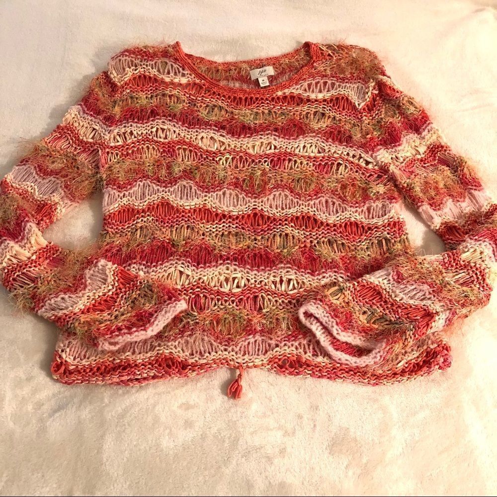 J. Jill Open Weave Coral Sweater Sz. M